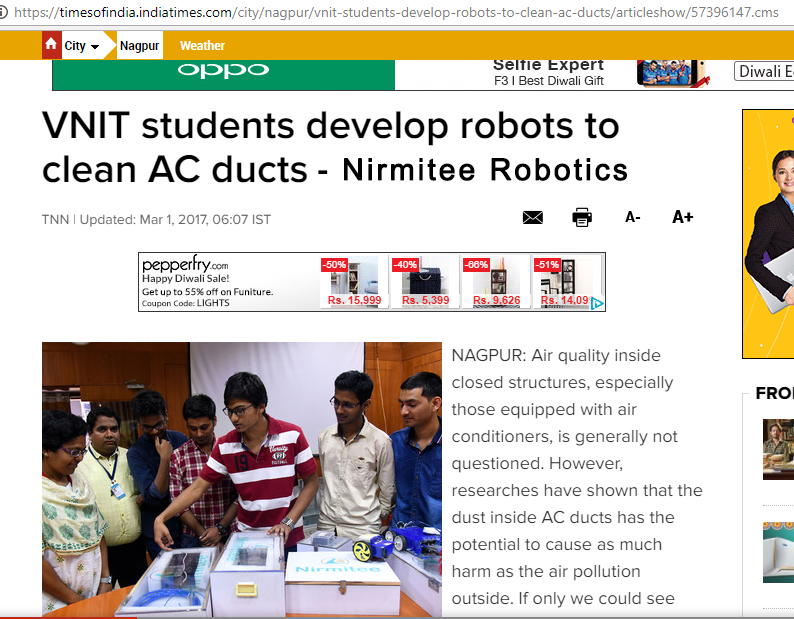 VNIT students develop HVAC cleaning Robots