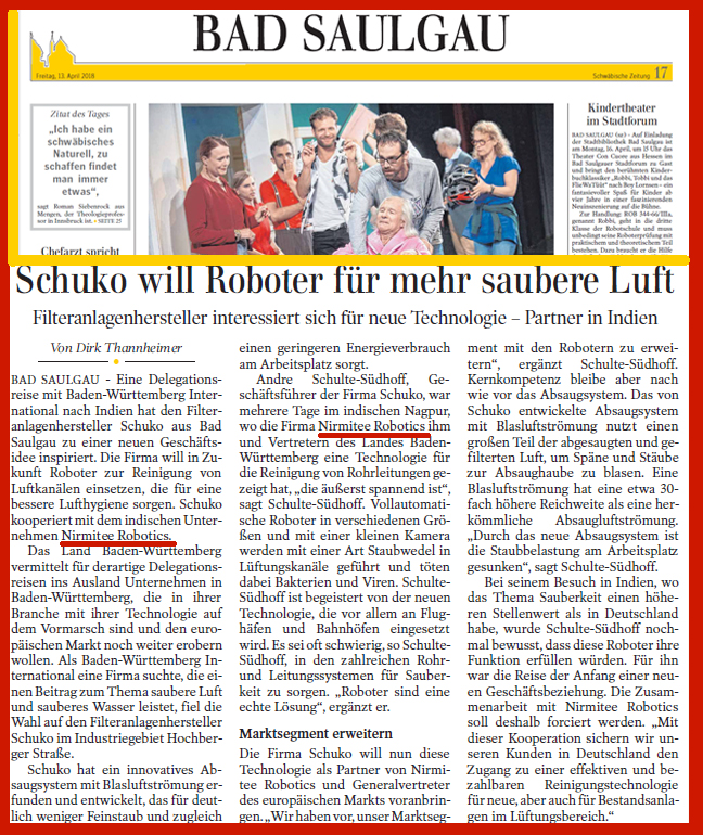 https://www.nirmiteerobotics.com/schuko-nirmitee-collaboration-in-german-newspaper/